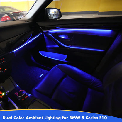 Mavlaro LED Ambientebeleuchtung Türleisten 4-teilig für BMW 5er F10/F11 2010-2017 Blau/Orange