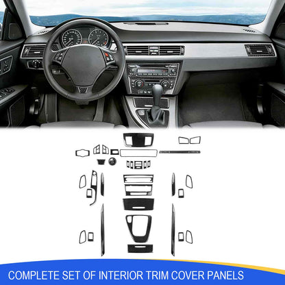 Mavlaro 37PCS Real Carbon Fiber Full Interior Trim Cover Kit for BMW 3 Series E90 E92 (2005–2012)