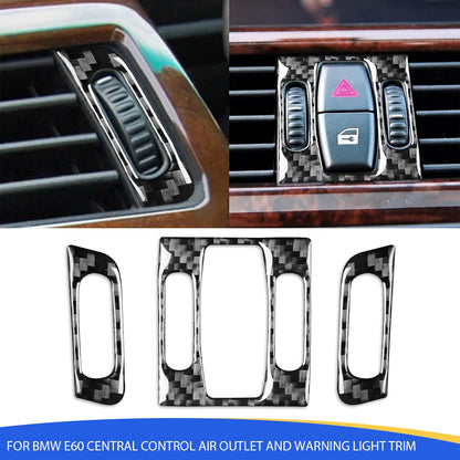 Mavlaro Echtcarbon mittlere Lüftungsdüse & Warnblink-Tastenrahmen für BMW 5er E60 2004-2010