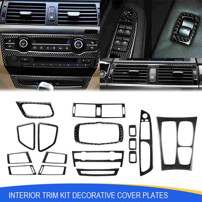Mavlaro Echtcarbon Armaturenbrett- & Konsolen-Set 16-teilig für BMW X5 E70 & X6 E71/E72 2007-2014