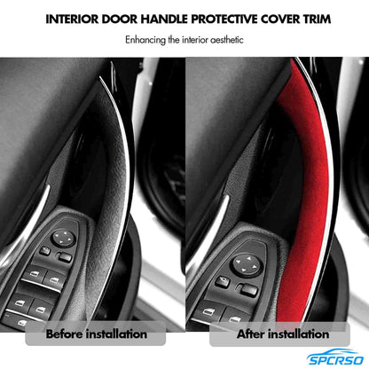 Suede Leather Door Handle Cover | Black/Red Easy Install BMW X3 F25 X4 F26 2011-2017 Mavlaro
