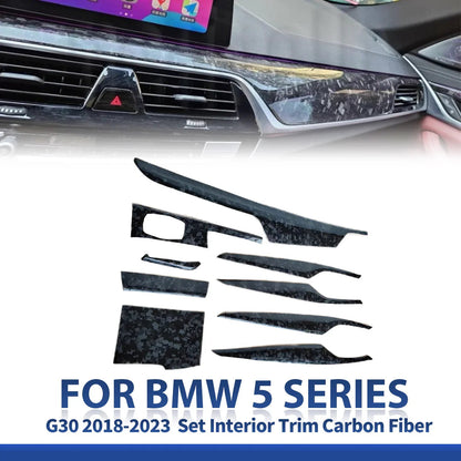 Mavlaro Echtcarbon/Forged-Carbon Innenraumleisten Set 9-teilig für BMW 5er G30/G31 2018-2023 Linkslenker
