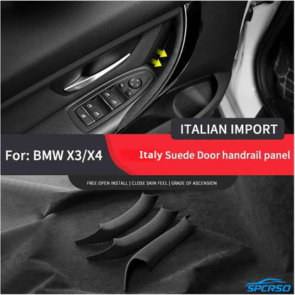 Suede Leather Door Handle Cover | Black/Red Easy Install BMW X3 F25 X4 F26 2011-2017 Mavlaro