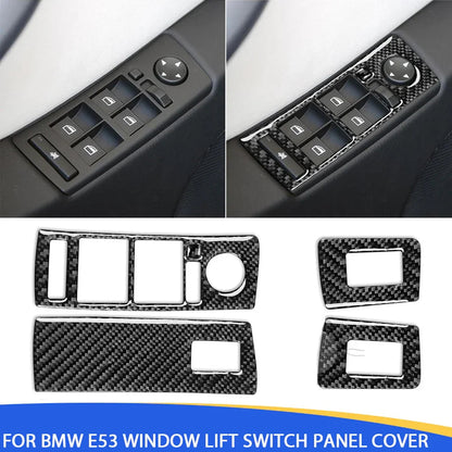 Mavlaro Echtcarbon Fensterheberschalter-Blenden für BMW X5 E53 2000-2006
