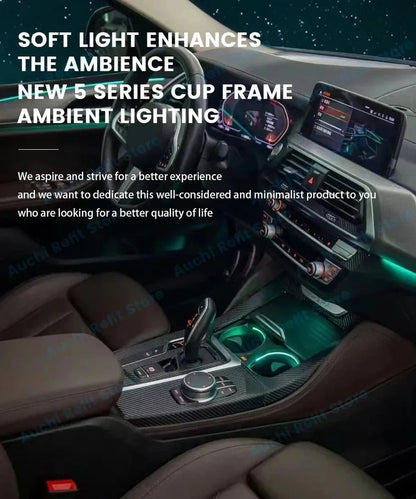 Mavlaro LED Getränkehalter Ambientebeleuchtung 11 Farben für BMW 5er G30 & 6er GT G32 2018-2023
