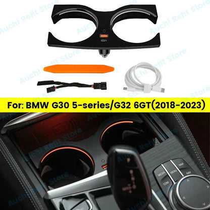 Mavlaro LED Getränkehalter Ambientebeleuchtung 11 Farben für BMW 5er G30 & 6er GT G32 2018-2023