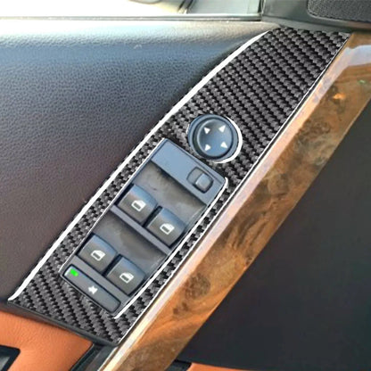 Mavlaro Echtcarbon Fensterheberschalter-Blenden 4-teilig für BMW 5er E60 Vorfacelift 2004-2007